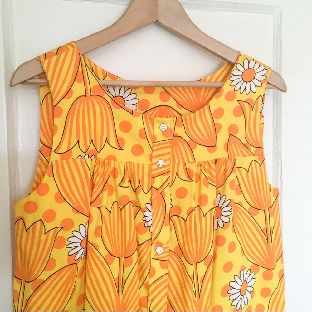 [vintage] Yellow floral cotton sundress